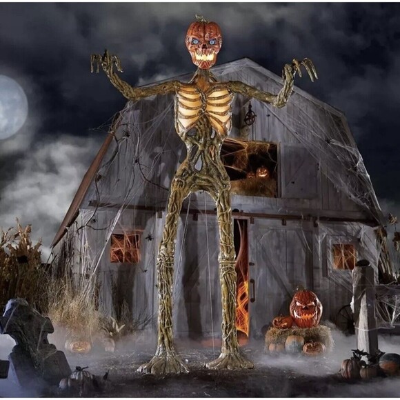 12ft Rotten Patch Giant-Sized Inferno Pumpkin Skeleton w/ LifeEyes LCD Halloween - Picture 2 of 8